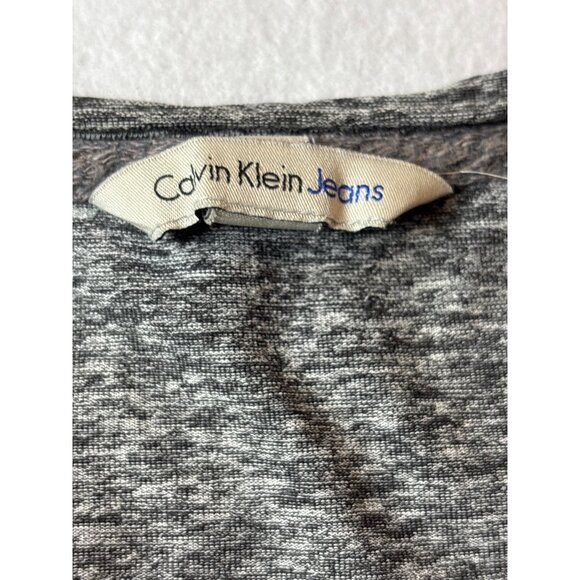 Calvin Klein Jeans Womens Heathered Gray High-Low Hem T-Shirt M Size - Picture 5 of 10